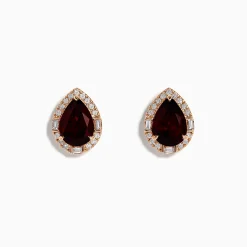 Effy Jewelry 14K Rose Gold Garnet and Diamond Earrings | Earrings