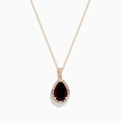 Effy Jewelry 14K Rose Gold Garnet and Diamond Pendant | Necklaces & Pendants