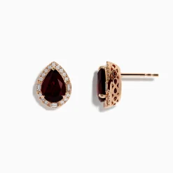 Effy Jewelry 14K Rose Gold Garnet and Diamond Earrings | Earrings