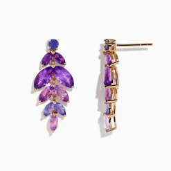 Effy Jewelry 14K Rose Gold Iolite, Amethyst and Tanzanite Earrings | Earrings