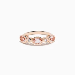 Effy Jewelry 14K Rose Gold Morganite and Diamond Band Ring | Rings