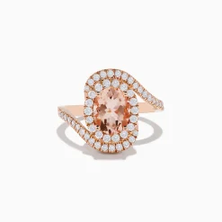 Effy Jewelry 14K Rose Gold Morganite and Diamond Ring | Rings
