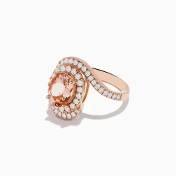 Effy Jewelry 14K Rose Gold Morganite and Diamond Ring | Rings