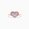 BH Multi 14K Rose Gold Mother of Pearl and Diamond Heart Ring, 0.04 TCW | Rings