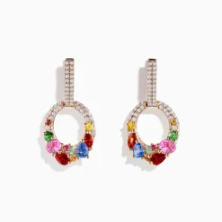 Effy Jewelry 14K Rose Gold Multi Sapphire and Diamond Earrings | Earrings