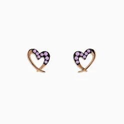 Effy Jewelry 14K Rose Gold Multi Sapphire Heart Earrings | Earrings