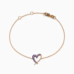 Effy Jewelry 14K Rose Gold Multi Sapphire Heart Bracelet | Bracelets