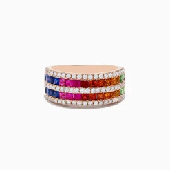 Effy Jewelry 14K Rose Gold Multi Sapphire and Diamond Ring | Rings