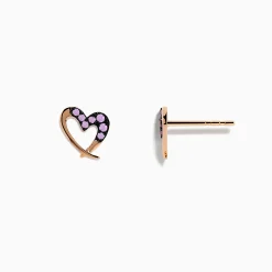 Effy Jewelry 14K Rose Gold Multi Sapphire Heart Earrings | Earrings