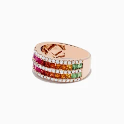 Effy Jewelry 14K Rose Gold Multi Sapphire and Diamond Ring | Rings