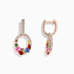 Effy Jewelry 14K Rose Gold Multi Sapphire and Diamond Earrings | Earrings
