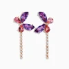 Effy Jewelry 14K Rose Gold Multi-Stone and Diamond Butterfly Drop Earrings | Earrings