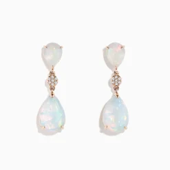 Effy Jewelry 14K Rose Gold Opal and Diamond Drop Earrings | Earrings