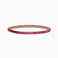 Effy Jewelry 14k Rose Gold Oval Pink Tourmaline and Ruby Tennis Bracelet 6.56 TCW | Bracelets