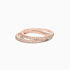 Effy Jewelry 14K Rose Gold Pave Diamond Band, Set of Two | Rings