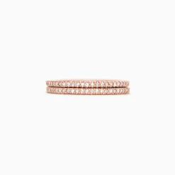Effy Jewelry 14K Rose Gold Pave Diamond Band, Set of Two | Rings
