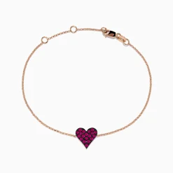 Effy Jewelry 14K Rose Gold Pave Ruby Heart Bracelet | Bracelets
