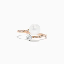 BH Multi 14K Rose Gold Pearl and Diamond Wrap Ring, 0.13 TCW | Rings
