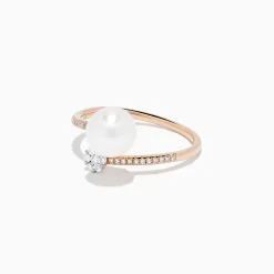 BH Multi 14K Rose Gold Pearl and Diamond Wrap Ring, 0.13 TCW | Rings