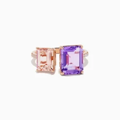 Effy Jewelry 14k Rose Gold Pink Amethyst and Morganite Toi Et Moi Ring | Rings