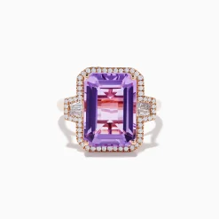 Effy Jewelry 14K Rose Gold Pink Amethyst and Diamond Cocktail Ring | Rings