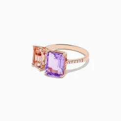 Effy Jewelry 14k Rose Gold Pink Amethyst and Morganite Toi Et Moi Ring | Rings