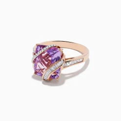 Effy Jewelry 14K Rose Gold Pink Amethyst and Diamond Ring | Rings