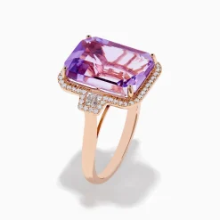 Effy Jewelry 14K Rose Gold Pink Amethyst and Diamond Cocktail Ring | Rings