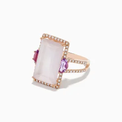 BH Multi 14K Rose Gold Pink Rose Quartz, Pink Amethyst and Diamond Ring | Rings