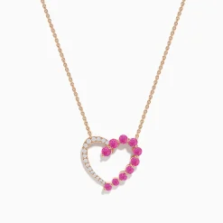 Effy Jewelry 14K Rose Gold Pink Sapphire and Diamond Open Heart Necklace | Necklaces & Pendants
