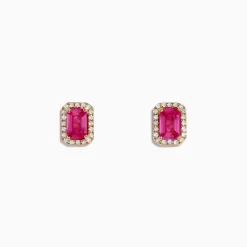 Effy Jewelry 14K Rose Gold Pink Sapphire and Diamond Earrings | Earrings