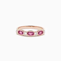 BH Multi 14K Rose Gold Pink Sapphire and Diamond Ring, 0.88 TCW | Rings