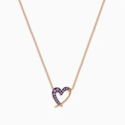 Effy Jewelry 14K Rose Gold Pink Sapphire Open Heart Necklace | Necklaces & Pendants