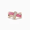 BH Multi 14K Rose Gold Pink Sapphire and Diamond Crossover Ring | Rings