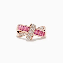 BH Multi 14K Rose Gold Pink Sapphire and Diamond Crossover Ring | Rings