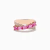 Effy Jewelry 14K Rose Gold Pink Sapphire and Diamond Criss Cross Ring | Rings