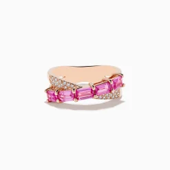 Effy Jewelry 14K Rose Gold Pink Sapphire and Diamond Criss Cross Ring | Rings