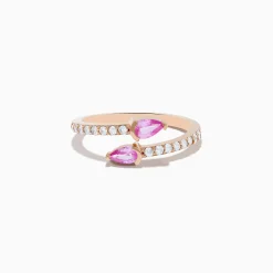 Effy Jewelry 14K Rose Gold Pink Sapphire and Diamond Bypass Ring | Rings