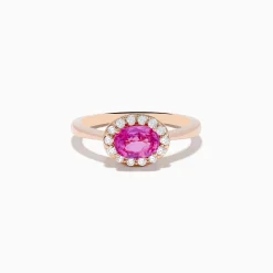 Effy Jewelry 14K Rose Gold Pink Sapphire and Diamond Ring | Rings