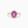 Effy Jewelry 14K Rose Gold Pink Sapphire and Diamond Double Halo Ring | Rings