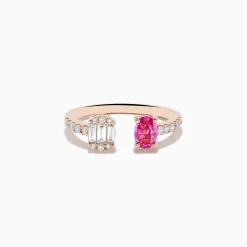 Effy Jewelry 14K Rose Gold Pink Sapphire and Diamond Toi Et Moi Ring | Rings
