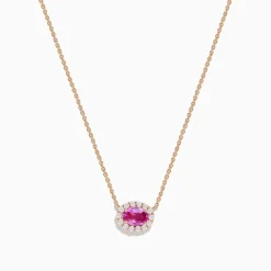 Effy Jewelry 14K Rose Gold Pink Sapphire and Diamond Necklace | Necklaces & Pendants