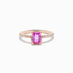 Effy Jewelry 14K Rose Gold Pink Sapphire and Diamond Solitaire Ring | Rings