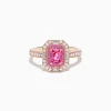 Effy Jewelry 14K Rose Gold Pink Sapphire and Diamond Double Halo Ring | Rings