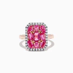 Effy Jewelry 14K Rose Gold Pink Sapphire and Diamond Ring | Rings