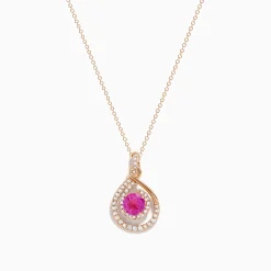 Effy Jewelry 14K Rose Gold Pink Sapphire and Diamond Swirl Pendant | Necklaces & Pendants