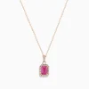Effy Jewelry 14K Rose Gold Pink Sapphire and Diamond Pendant | Necklaces & Pendants