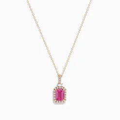 Effy Jewelry 14K Rose Gold Pink Sapphire and Diamond Pendant | Necklaces & Pendants
