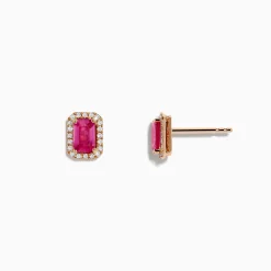 Effy Jewelry 14K Rose Gold Pink Sapphire and Diamond Earrings | Earrings