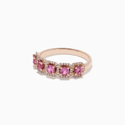 BH Multi 14K Rose Gold Pink Sapphire and Diamond Ring, 0.85 TCW | Rings